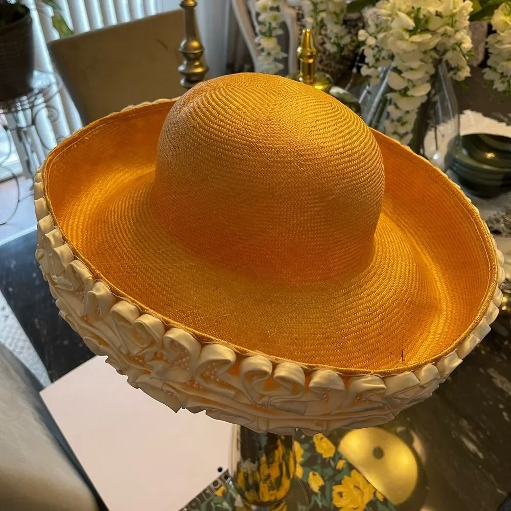 B. Michael Pearl Ribbon Embellished Straw Hat - Picture 9 of 11